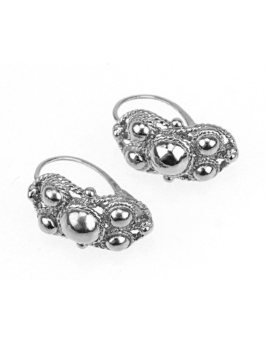 BOUCLES D'OREILLES BOULONNAISES "NOEUDS D'AMOUR" OR GRIS - MOYEN MODÈLE