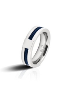 BAGUE ACIER HOMME ROCHET  - CÂBLE BLEU