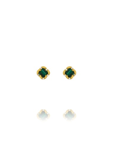 boucles d'oreilles trefle femme malachite charles garnier,bijou trefle